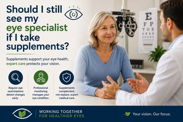 Should I still see my eye specialist if I take supplements?