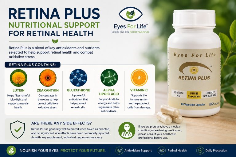 What does Retina Plus contain, and are there any side effects?